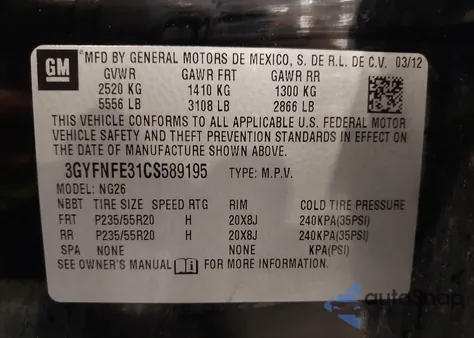 2012 Cadillac Srx Premium Collection z USA, uszkodzony, nr VIN 3GYFNFE31CS589195